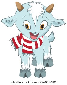 Christmas goat symbol 2015. Vector cartoon illustration