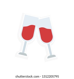 Christmas goblet, vine 2 colored line sticker icon. Elements of Christmas in color icons. Simple icon for websites, web design, mobile app, info graphics