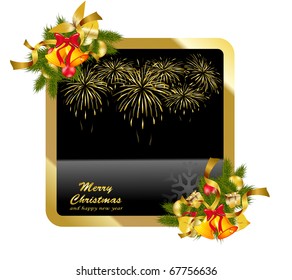 christmas gold background with fireworks