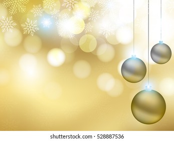 Christmas Gold Background with Snowflakes and Snow. Vector illustration