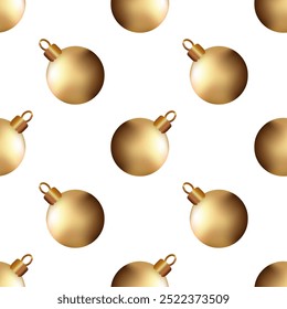 Christmas gold balls isolated background Minimal composition vector seamless pattern Winter holiday mood Xmas design template Festive New year decorations Bright template Wrapping paper