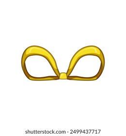 christmas gold bow cartoon. shiny present, birthday tape, holiday satin christmas gold bow sign. isolated symbol vector illustration