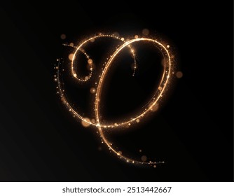 Linha de luz curvada de ouro de Natal, corda, fita. Png de linha de ouro festivo suave com efeitos de luz. Png azul dourado. Efeito de luz de curva da linha dourada. Png espiral dourada luminosa.