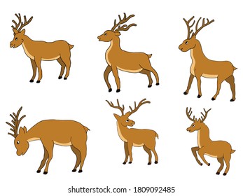 Christmas gold deer. Christmas Icon Set Collection

