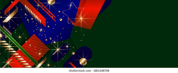 Christmas gold design background blue red and green design colors abstract shiny color golden. Stock vector illustration
