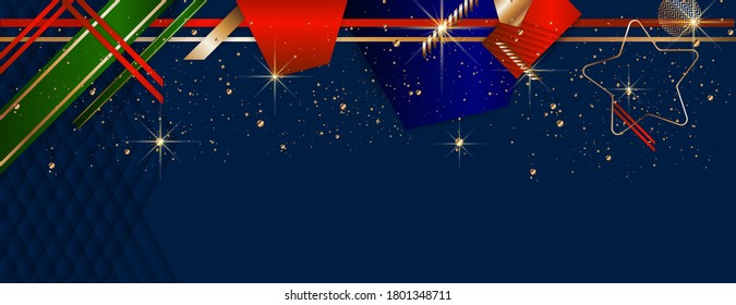 Christmas gold design background blue red and green design colors abstract shiny color golden. Stock vector illustration