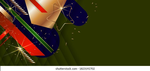 Christmas gold design background blue red and green design colors abstract shiny color golden. Stock vector illustration