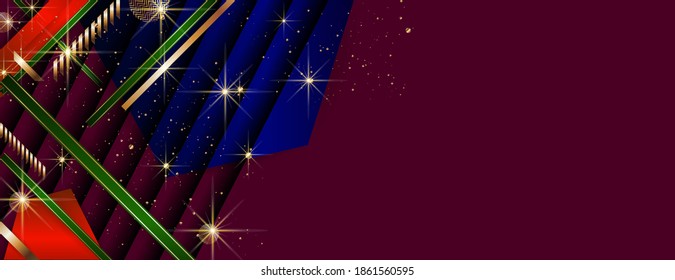 Christmas gold design background blue red and green design colors abstract shiny color golden. Stock vector illustration