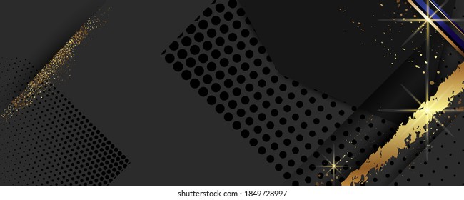 Christmas gold design dark gray background abstract shiny color golden blue decorative elements. Vector eps10