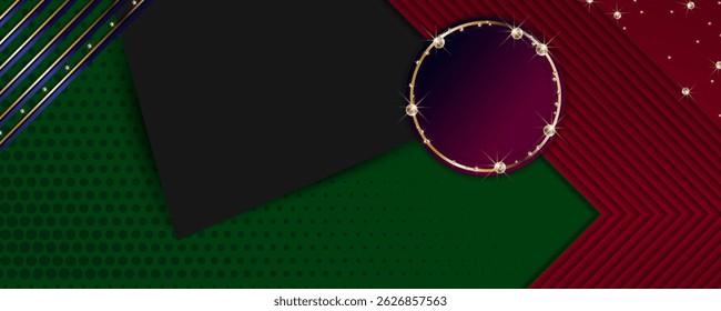 Christmas gold design dark green background abstract shiny color golden. Luxury jewelry design