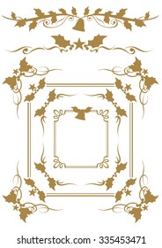 Christmas gold frame set Vector