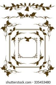 Christmas gold frame set Vector