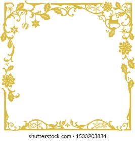 Christmas gold frame vector illustration 