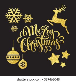 Christmas Gold Glitter  Elements. Vector Illustration EPS 10