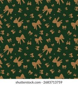 Navidades de oro, patrón verde con lazos. Navidades producto embalaje.