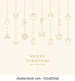 christmas gold icon elements hanging background