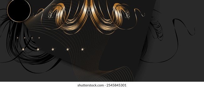 Natal Ouro design de fundo de luxo fundo preto abstrato cor brilhante dourado