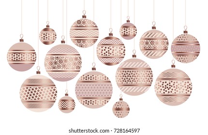 Christmas gold metal bauble ornament vector illustration. Xmas and new year fancy decoration motif for card, invitation, poster, header