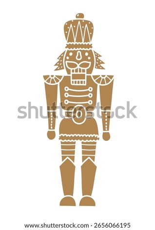 Christmas gold Nutcracker.Toy Soldier. Kid illustration on a transparent background.