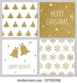 Christmas gold pattern, greeting card templates