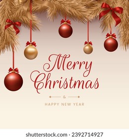 Christmas gold pine tree decoration, perfect for adding an elegant touch to your holiday season designs. Ideal for creating festive cards, invitations, and other seasonal projects. Not AI generated.