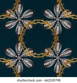 Christmas gold snowflake seamless pattern. Golden snowflakes on colorfil background. Winter snow texture wallpaper. Symbol holiday, New Year celebration vector golden pattern with golden elements.