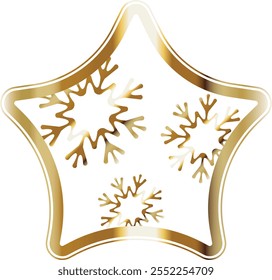 Christmas gold star decoration with snowflakes