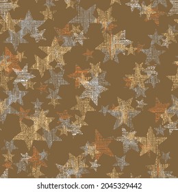 christmas gold stars confetti falling, holidays vector brown background. magic shining Flying stars on night sky and glitter dots cosmic backdrop, sparkle border.