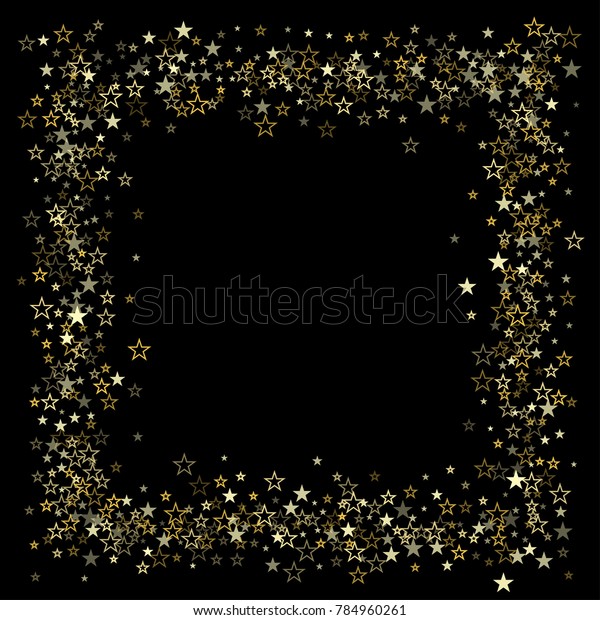 Download Christmas Gold Stars Confetti Frame Border Stock Vector ...