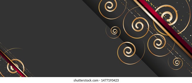 Christmas gold vector design dark gray background abstract shiny color golden red decorative elements