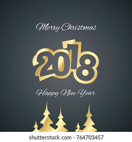 Christmas and Gold Year 2018 black background logo icon vector