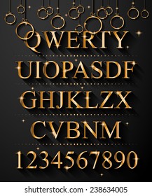 Christmas Golden Alphabet for party flyers or invitation cards. A lot of different colors easy to change in order to get infinite variants!