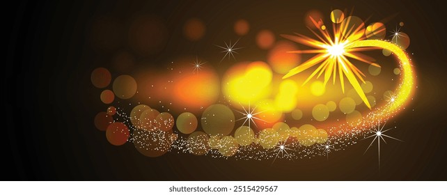  Christmas Golden Background With Bright Star