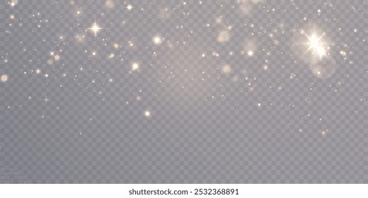 Christmas golden background effect glow, glare, explosion, sparkle, shimmer, sparkle and stars on transparent background.	