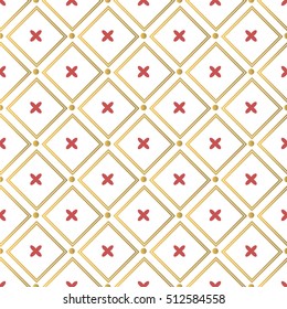 Christmas golden background, seamless tiling, great choice wrapping paper pattern. Winter merry christmas background holiday decoration design. Traditional christmas pattern fabric ornament vector.