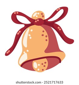 Christmas golden bell vector cartoon illustration.
