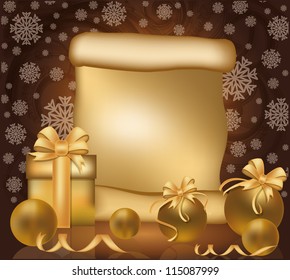 Christmas golden card, vector illustration