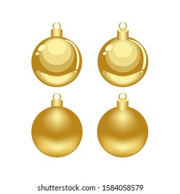 Christmas golden cartoon and mesh vector ornaments isolated on white background