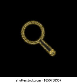 Christmas golden decoration of gold glitter shining sparkles on black background. vector icon magnifier esp 10