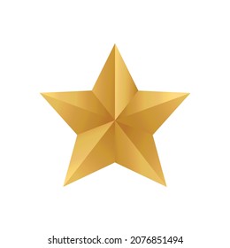 Christmas golden decorative Star. Top view close-up. Vector illustration isolated on white background. 