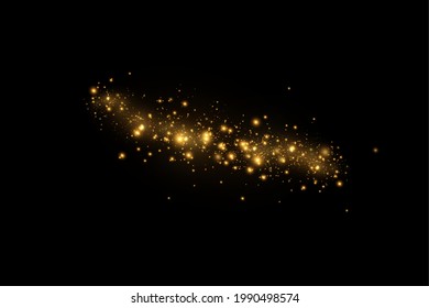 Christmas golden dust, yellow sparks and golden stars shine with a special light. Vector sparkles with sparkling magic dust particles.