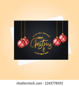 Christmas Golden Lettering hanging Ball Background