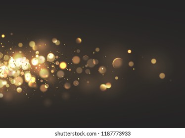 Christmas golden lights. Background of bright glow bokeh.