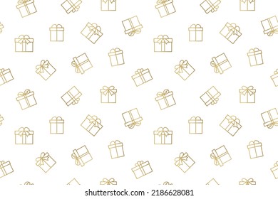 christmas golden seamless pattern with gift outlines, great for wrapping, textile, wallpaper, greeting card- vector illustration