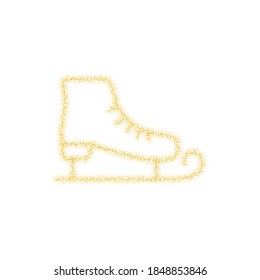 Christmas golden skates decoration of gold glitter shining sparkles on white transparent background. Vector glittering shine skates for Christmas or New Year design template eps 10