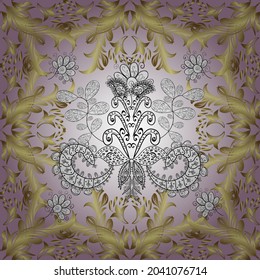 Christmas golden snowflake seamless pattern. Winter snow texture wallpaper. Symbol holiday, New Year celebration vector golden pattern. Golden snowflakes on neutral, yellow and white colors.