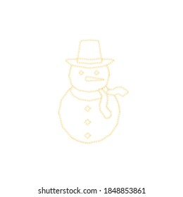 Christmas golden snowman decoration of gold glitter shining sparkles on white transparent background. Vector glittering shine snowman for Christmas or New Year design template eps 10