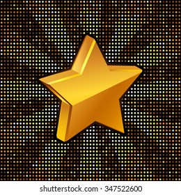 Christmas golden star with reflection. Vector illustration EPS 10.
