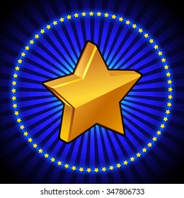 Christmas golden star with reflection. Vector illustration EPS 10.