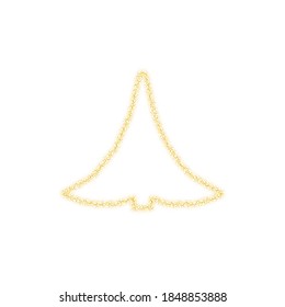 Christmas golden tree decoration of gold glitter shining sparkles on white transparent background. Vector glittering shine tree for Christmas or New Year design template eps 10